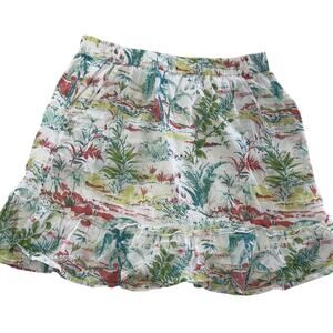 Sigrid Olsen Skirt Womens Small White Botanical Floral Ruffle‎ Hem Summer Mini
